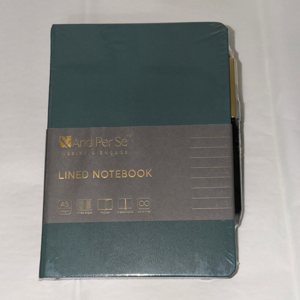 3 New And Per Se A5 Hardcover Lined Notebook Journal - Forest Green / Teal